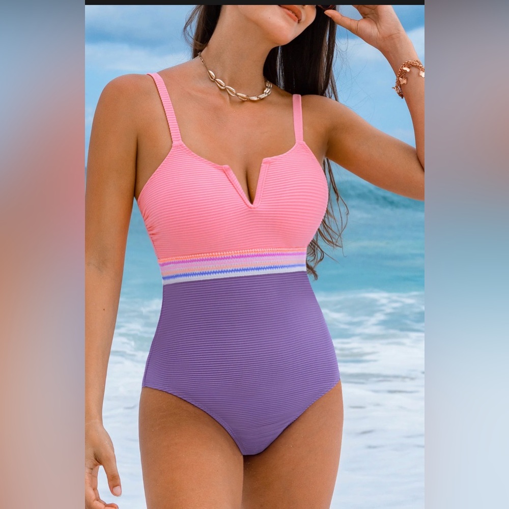 Cupshe Pink and Purple One-Piece Swimsuit